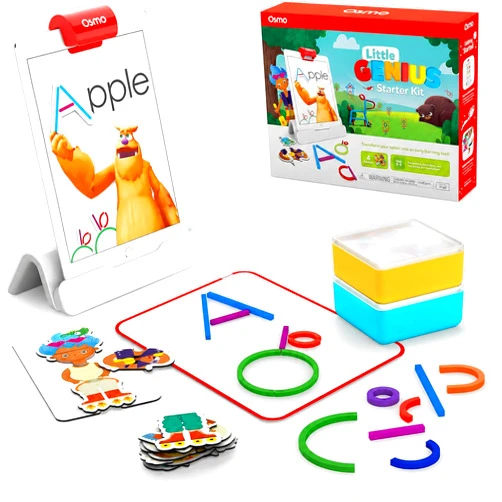 Osmo - Little Genius Starter Kit for iPad - 4 Hands-On Learning Games - Ages 3-5 - Problem Solving, Phonics & Creativity (Osmo iPad Base Included), Multicolor