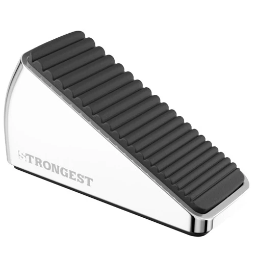 Strongest Home 1-Pack XL Heavy Duty Door Stoppers for Bottom of Door - Durable Door Stop Wedge with Superior Grip, X-Large Rubber Door Stopper Wedge for Large Gaps & Any Surface, 5-Inch Long, Chrome