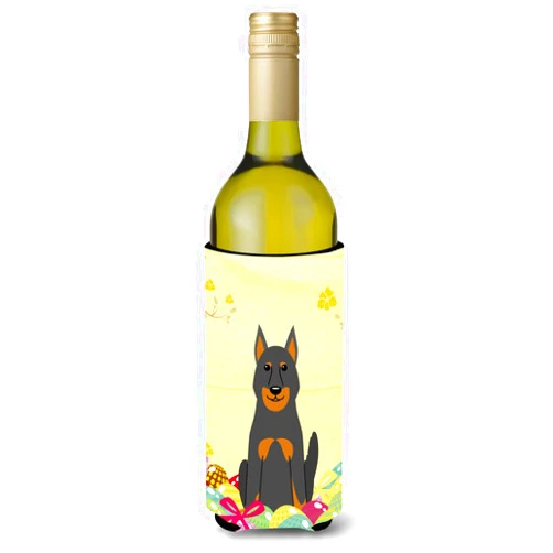 Caroline's Treasures BB6080LITERK Easter Eggs Beauce Shepherd Dog Wine Bottle Hugger Bottle Cooler Sleeve Hugger Machine Washable Collapsible Insulator Beverage Insulated Holder