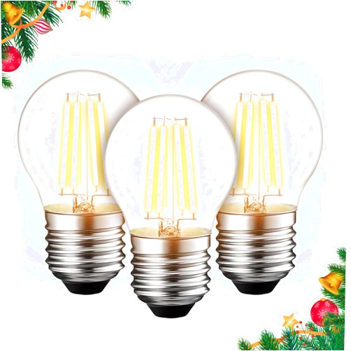 BlueStars G45 E26 Edison LED Filament Globe Bulb 120V 5W (60 Watt Equivalent), 2700K Warm White Light 550lm Non-Dimmable for Indoor Outdoor Holiday Home Decoration - 3 Packs