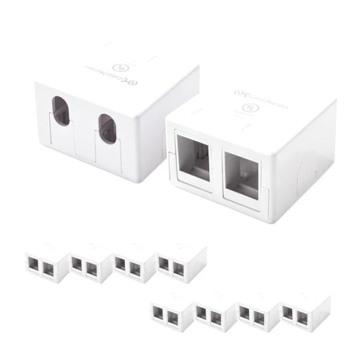 Cable Matters UL Listed 10-Pack 2-Port Keystone Jack Surface Mount Box in White