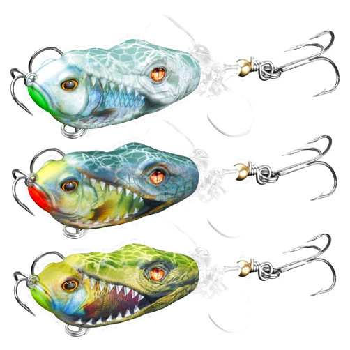Handing 3PCS Plopper, Bass Fishing Lure for Freshwater and Saltwater, Floating Topwater Lure, Mustad Hook, Angler's Gift, for Pike Catfish, 1/2oz, 3/4oz and 1oz
