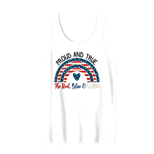 Rainbow American Flag USA Pride zgDX Rainbow Red Blue And White 4th Of July American Pride Tank Top