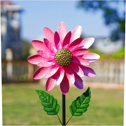 Viveta Wind Spinner Outdoor, Decorative Wind Sculpture wtih Sturdy Stake,Pink Pinwheels for Yard and Garden