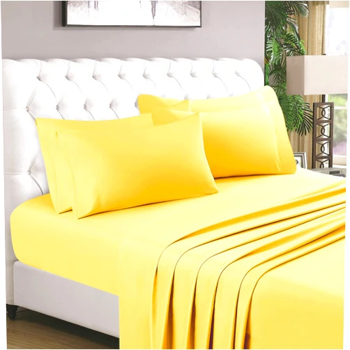 HOMEIDEAS 6 Piece Bed Sheets Set (King, Yellow), 1800 Bedding Soft Brushed Microfiber Luxury Sheets, Deep Pockets, Easy Care, Wrinkle & Fade Free