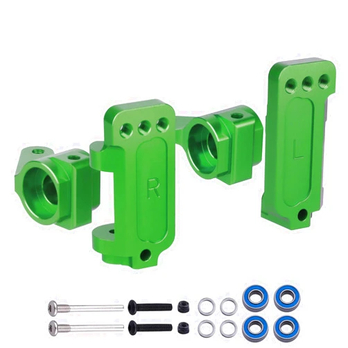 HobbyPark Aluminum Caster Blocks C-Hubs & Steering Blocks Knuckles for Traxxas 1/10 2WD Slash, Rustler, Stampede, Nitro Slash, Replace 3632 3736 (Green)