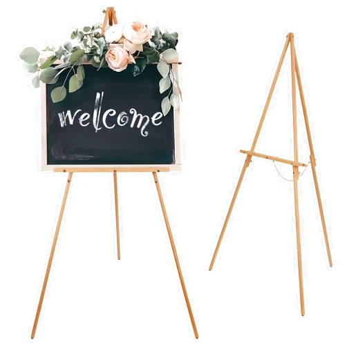Starhoo Wooden Easel Stand for Wedding Sign Poster Picture 63'' Beech Wood Display Easel for Floor Adjustable Painting Easel for Canvas