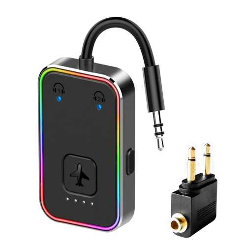 Beeitzie 2024 Upgraded Pro Airplane Bluetooth 5.4 Transmitter for All Headphones, aptX LL, Supports 2 Headphones/AirPods, Wireless Audio Adapter for in-Flight, TV, Gym, Tablets，Metal Frame