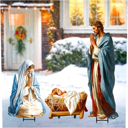 Bunny Chorus Large Nativity Scene Yard Metal Signs Stakes, 3pcs 38