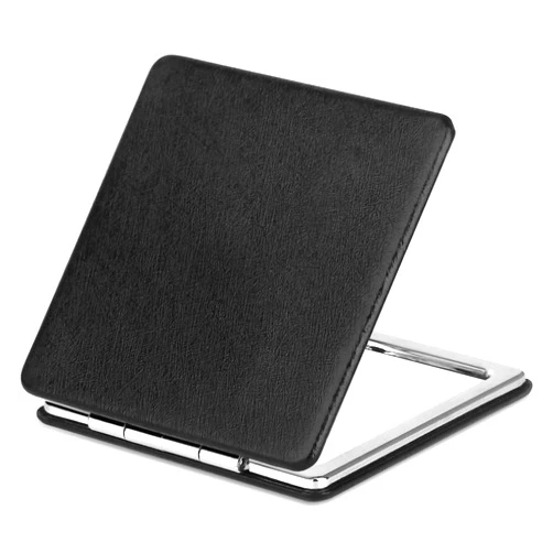 YTLX Compact Makeup Mirror for Pocket Purse Clutch, 1x/2x Magnifying Foldable Cosmetic Mirror, Portable Travel Mirror for Beauty, Black Elegant Vanity Mirror for Men and Women