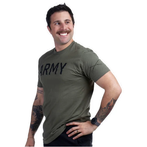 Ann Arbor T-shirt Co. Army PT Style Shirt | U.S. Military Physical Training Infantry Workout T-Shirt
