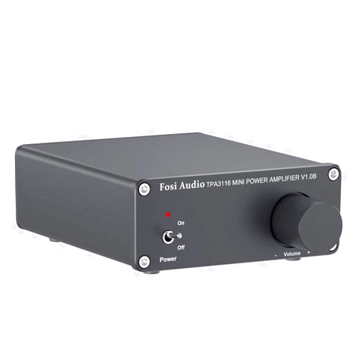Fosi Audio V1.0B 2 Channel Amplifier Stereo Audio Amp Mini Hi-Fi Class D Integrated TPA3116 Amp for Home Speakers 50W x 2 with 19V 4.74A Power Supply