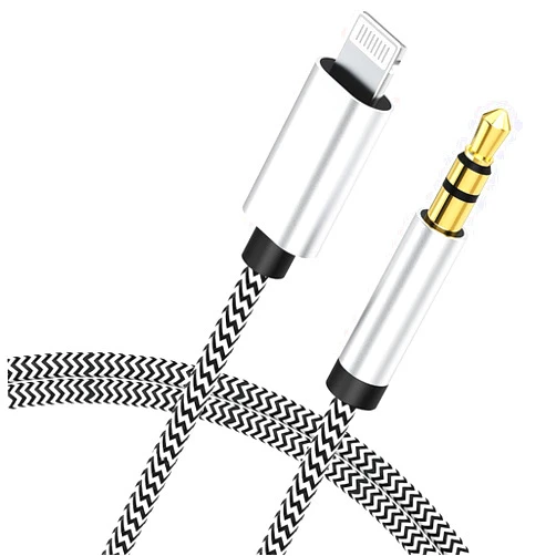 Esbeecables [Apple MFi Certified] iPhone to 3.5mm Car AUX Stereo Audio Cable (3FT/1M), Lightning to 3.5mm Nylon AUX Adapter Compatible with iPhone 14/13 Pro/12/11/XS/XR/X 8 7/iPad to Home Stereo/Speaker/Headphone