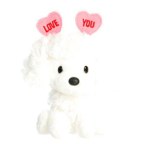 Aurora® Heartwarming Love On The Mind™ Love You Poodle™ Stuffed Animal - Valentine's Joy - Loveable Companions - White 6 Inches