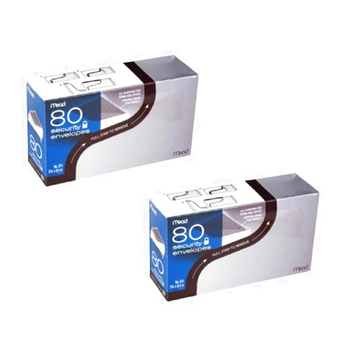 Mead #6 3/4 Security Envelopes, 80 Count (75212), Pack Of 2,White