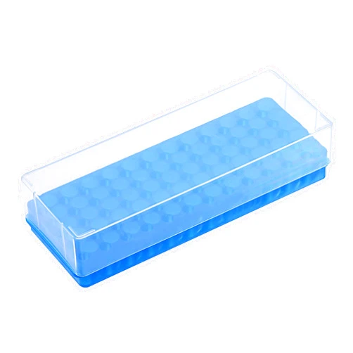 MECCANIXITY Centrifuge Tube Rack 11mm/7.5mm Hole 60-Well Double Panel Plastic with Lid Blue for 0.5ml/1.5ml/2ml Tube