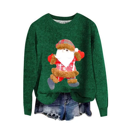 Generic Fall Sweaters for Women 2024 Christmas Sweaters Dressy Top Shirts Ugly Christmas Reindeer Sweater