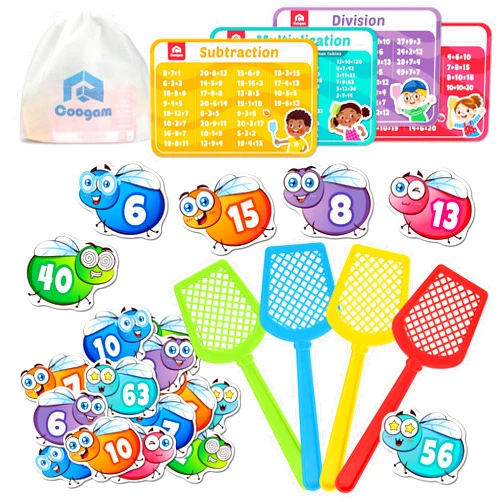 Coogam Math Counting Game, Math Manipulative Learning Swat The Fly Cards, Practice with Addition, Subtraction, Multiplication & Division, 1st 2nd & 3rd Grade Educational Toy for Homeschool