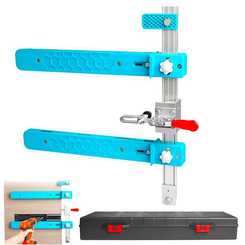 Violetfox Drawer Slide Jig, Violetfox Drawer Slide Installation Tool with Toggle Clamp & Magnetic Arm, Cabinet Hardware Jig Punch Locator for Cabinets Desks Fast & Easy Accurate Installation