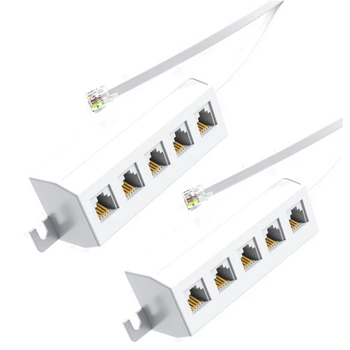 RFAdapter Phone Line Splitter Adapter 1 to 5, RJ11 6P4C Male to 5 Way 6P4C Female Socket Used for Connect Printer, Fax Machine and Multiple Landline Telephones