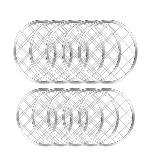 DEARMAMY Mason Jar Flower Insert Lid Insert 10pcs Metal Flower Lid Insert Flower Organizer Lid Insert with Square Grid Flower Frog Holder for Regular Mouth Mason Canning Jars