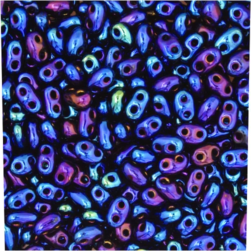 John Bead Preciosa Twin 2-Hole Bead 2.5x5mm Opaque Blue Iris