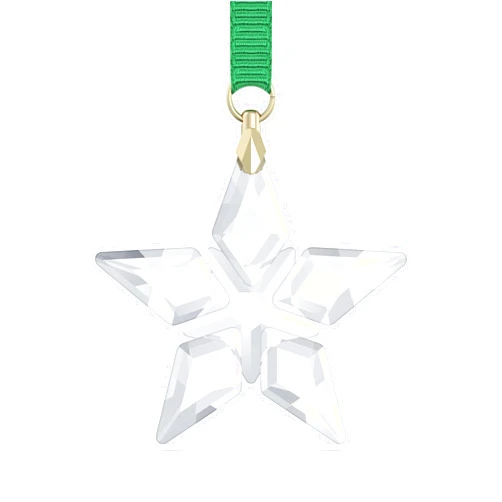 Swarovski Annual Edition 2023 Little Star Ornament with Green Ribbon and Gold-Tone Finished Accents, Part of the Swarovski Annual Edition Collection