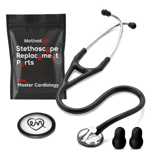 MotivatEM Stethoscope Replacement Part Kit for Littman Master Cardiology – Fits Master Cardiology Model (Black)