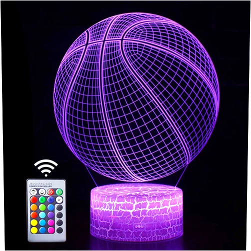 Hoofun Basketball Night Light,Remote Control 3D Illusion Touch LED RGB Night Lights for Kids Bedroom, 16 Colors Changing Desktop Lamp Decor Birthday Christmas Gift for NBA Lovers Kids Boys