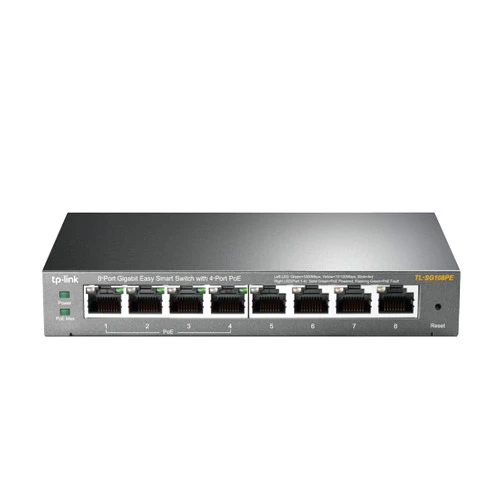 TP-Link TL-SG108PE, 8 Port Gigabit PoE Switch, Easy Smart Managed, 4 PoE+ Ports 64W, Plug & Play, Sturdy Metal w/ Shielded Ports, Fanless, QoS, Vlan & IGMP