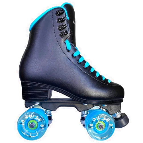 Jackson Ultima Finesse Viper Nylon Outdoor Roller Skates, Women’s Size 6, Black/Teal with Blue Pulse Lite Wheels