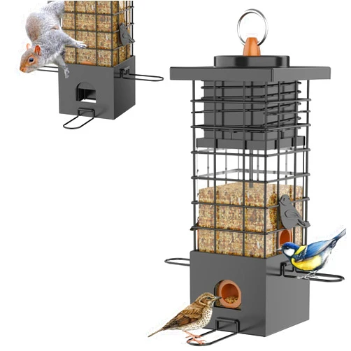 KRUOO Metal Squirrel Proof Bird Feeder for Outdoors Hanging,Wild Bird Feeders for Outside, 2.5 lb Capacity