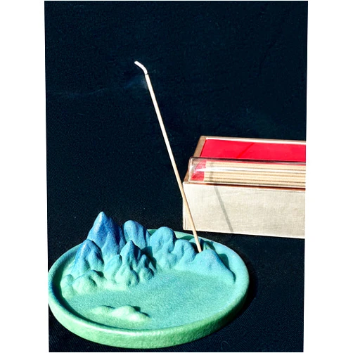 BHCASE Incense Holder for Sticks, Waterfall Incense Burner, Mountain Incense Stick Holder, Detachable Ash Catcher, Ceramic Hand-Made Incense Burner for Yoga, Meditation and Home Decoration