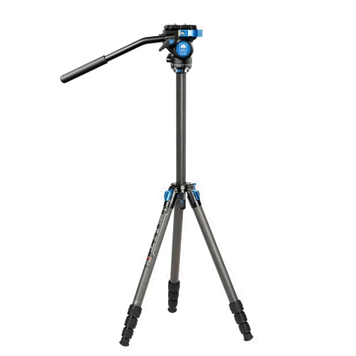 SIRUI ST-124+VA-5 Carbon Fiber Tripod with Fluid Video Head, Triangular Centre Column, Waterproof,4 Sections, 62.2inch, Load 6.61lbs