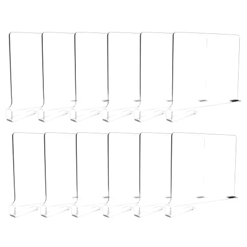 Fixwal 12pcs Shelf Dividers for Closet Organization Acrylic Shelf Divider for Wooden Shelving, Wood Shelf Organizer for Closet, Bedroom, Kitchen and Office