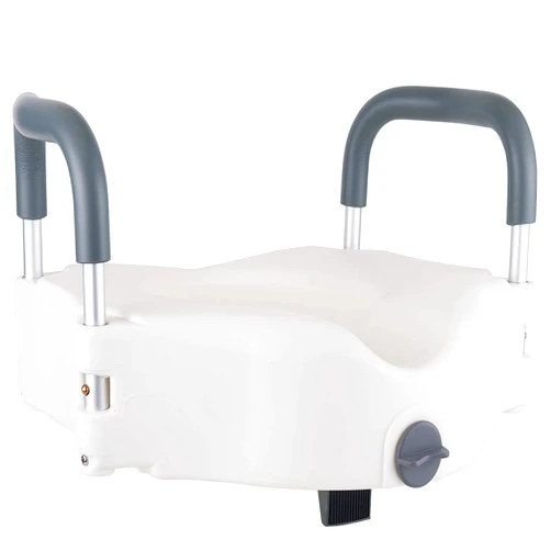 Medokare Raised Toilet Seat Riser - Toilet Seat Risers for Elderly, Portable Handicap Toilet Seat with Handles, Disabled Elevated Riser Seat with Arms