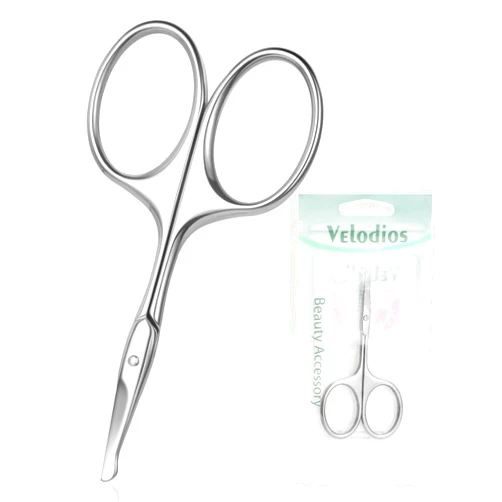 Velodios Nose Hair Scissors, Small Safety Facial Hair Scissors for Men and Women with Rounded Tip for Facial, Eyebrow, Mustache, Beard, Eyelashes, Ear. Grooming Scissors for Women