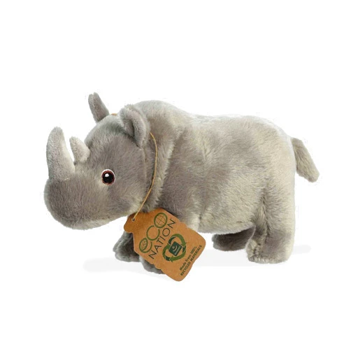Aurora® Eco-Friendly Eco Nation™ Rhinoceros Stuffed Animal - Environmental Consciousness - Recycled Materials - Gray 9.5 Inches