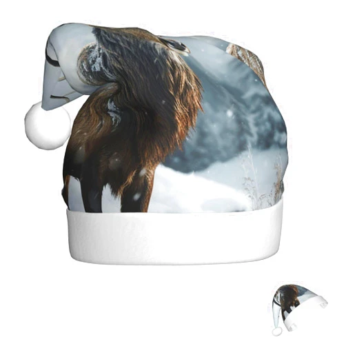 JHLMN Christmas Hat Santa Hat Snow Elk Xmas Holiday Hat for Adults,Unisex Xmas Hats for New Year Party Headwear