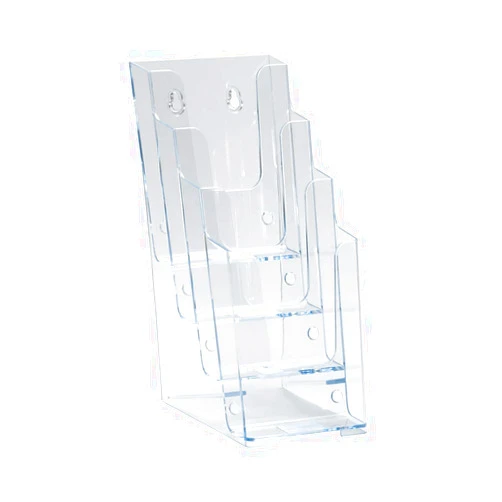Azar Displays 252388 Clear Four-Tier Tri-Fold Brochure Holder, Acrylic Boxes for Display - Table Menu Holder Stands (4.25” W by 6” D by 10” H) - Tabletop Pamphlet Holder, 2-Pack