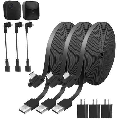 Uogw 3Pack 30ft/9.1m Power Cable and Adapter Compatible with Blink Outdoor 4 (4th Gen)/Blink (3rd Gen) XT3/Blink XT2/XT,Weatherproof Outdoor Charging Power Cord,Flat Extension Cable for Blink Camera