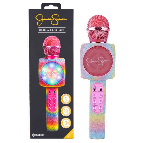 Wireless Express Jessica Simpson Wireless Bluetooth Karaoke Microphone, 3-in-1 Portable Handheld Mic Speaker for All Smartphones,Gifts for Girls Kids Adults All Age