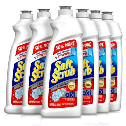 Soft Scrub Multi-Purpose Kitchen and Bathroom Cleanser with Oxi, 36 Ounce (Pack of 6)
