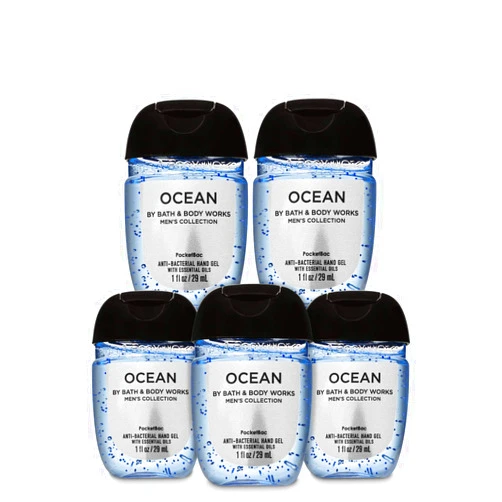 Bath & Body Works PocketBac Hand Sanitizer Gel Ocean For Men 5pc Bundle
