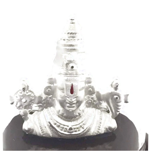 Balaji LLC Tirupathi Balaji/Venkateshwara Pure Silver (99.5%) Idol/Statue/Murti Suitable for car Deck (Figurine# 01)