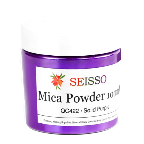 SEISSO Mica Powder - 3.5oz/100g Solid Purple Natural Epoxy Resin Dye Color Pigment Powder for Soap Making, Slime, Nail, Paint, Bath Bomb Colorant