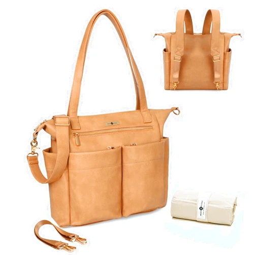 miss fong Diaper Bag Tote Baby Bag Leather Diaper Bag Backpack Large Diaper Tote Bag, Diaper Bag Purse with 11 Diaper Bag Organizer,Changing Pad, Stroller Straps,4 Insulated Pockets