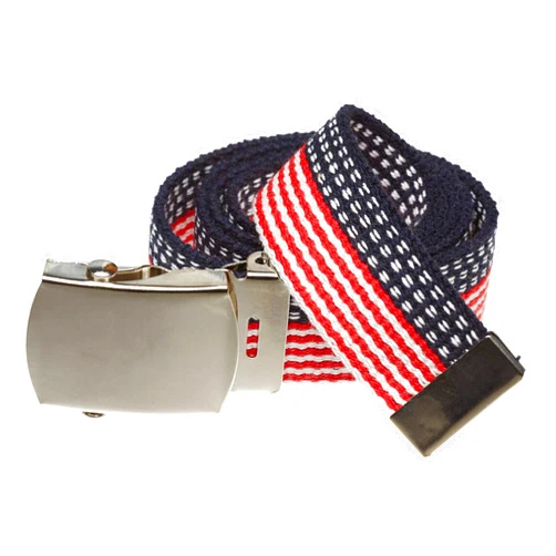 Jackster Inc Jackster Ratchet Slide Stars and Stripes Web Belt, Military Style with Silver Buckle, Adjustable