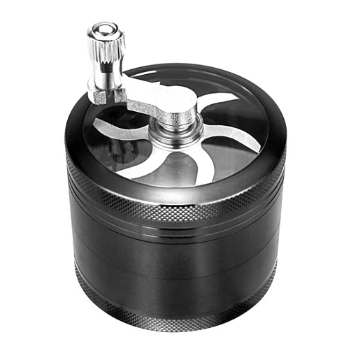 Sugoi Herb Grinder, Hand Cranked Premium Grinder Unbreakable Aluminum Grinder for Herb and Spice 4 Parts 2.2 Inch (Black)