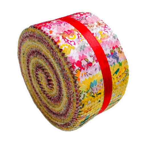 Newamishquilt Jelly Roll Fabric 100% Cotton Quilting Fabric, 40 Pre-Cut Strips (2.5 x 44 Inch) for Quilting and Sewing - 20 Assorted Floral Prints - Fiery Heart